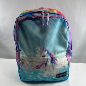 JanSport Kids Backpack with Unicorn & Rainbow Design - Blue and Pink